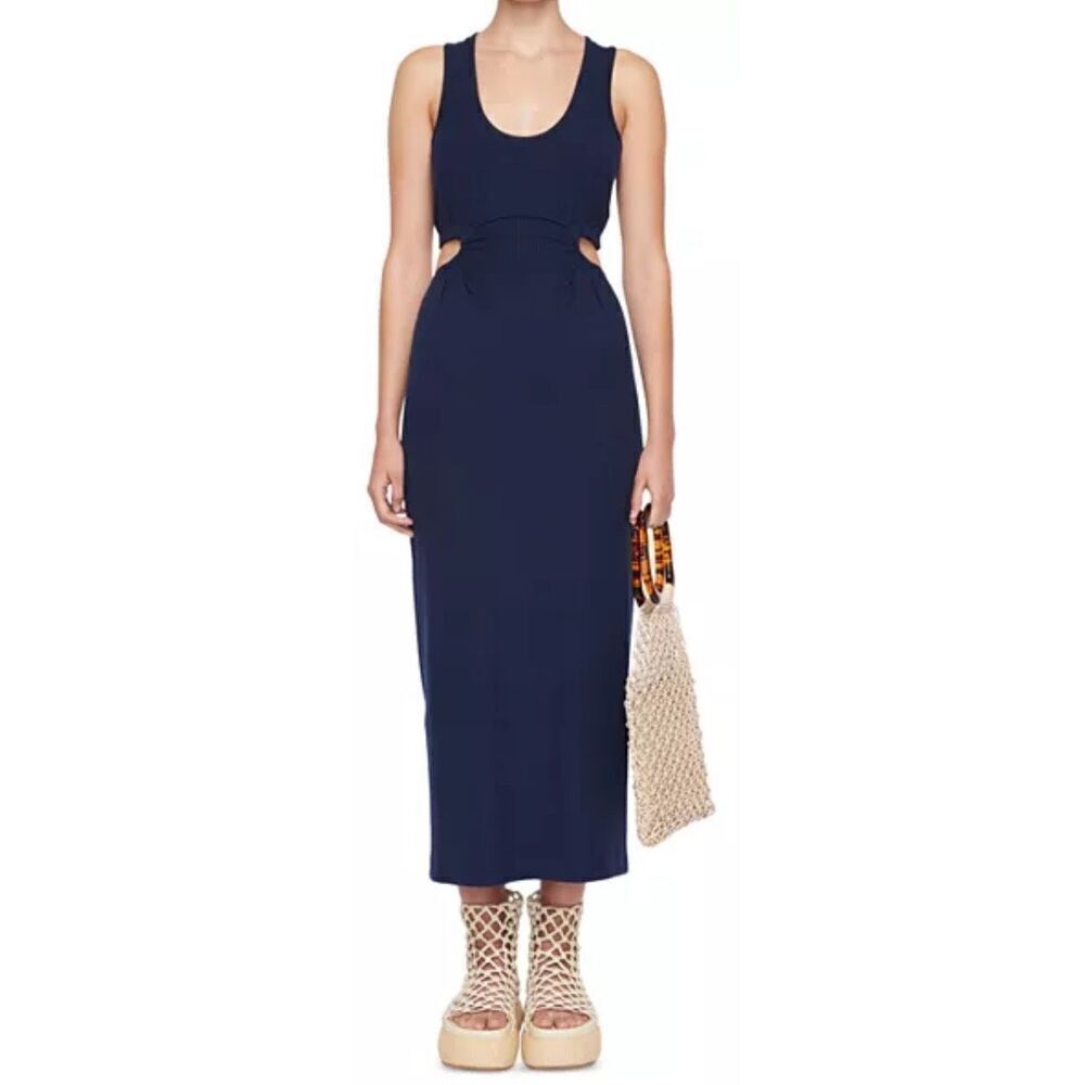 Johnathon SIMKHAI Melly Ribbed Side Cutout Dress in Navy NWT Size XS